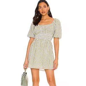 Faithful The Brand gingham mini dress in sage. Brand new!